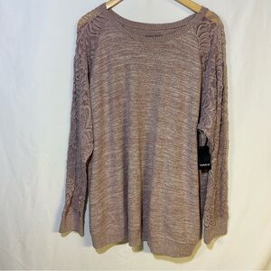 NWT Torrid Super Soft Plush Sweater Gray Lavender Lace size 3X 22-24